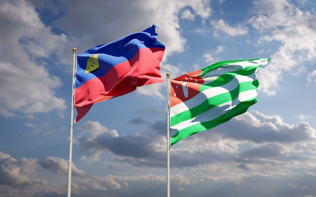 Schöne Nationalstaatsflaggen von Liechtenstein und Abchasien zusammen