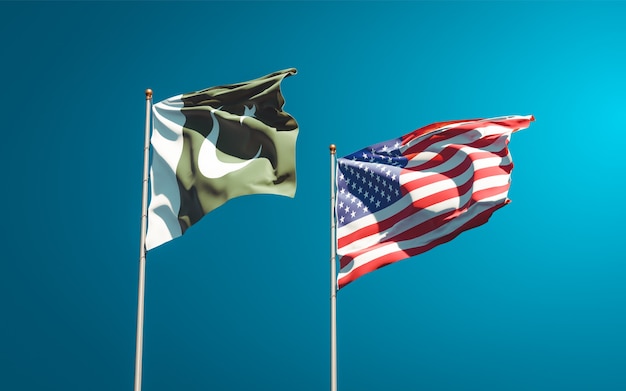Schöne Nationalstaatsflaggen von Pakistan und USA zusammen