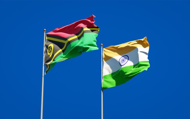 Schöne Nationalstaatsflaggen von Vanuatu und Indien zusammen