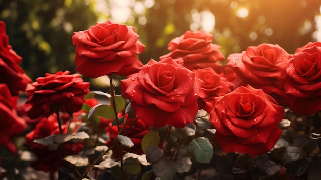 Schöne natürliche Blumen-Hintergrund mit roten Rosen Illustration
