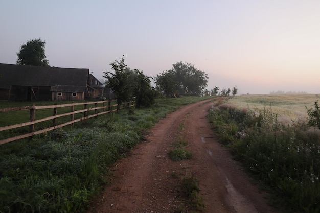 Schöne natürliche pastorale Landschaft der Landschaftslandschaft im Sommer