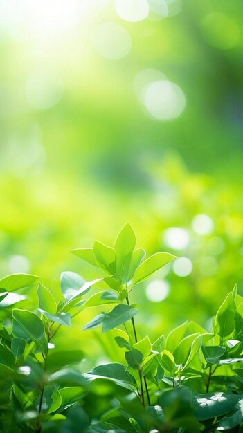 schöne Naturansicht von grünem Blatt auf verschwommenem Grünhintergrund im Garten und Sonnenlicht mit Kopie