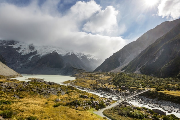 Schöne Naturlandschaften im Mount Cook National Park, Südinsel, Neuseeland