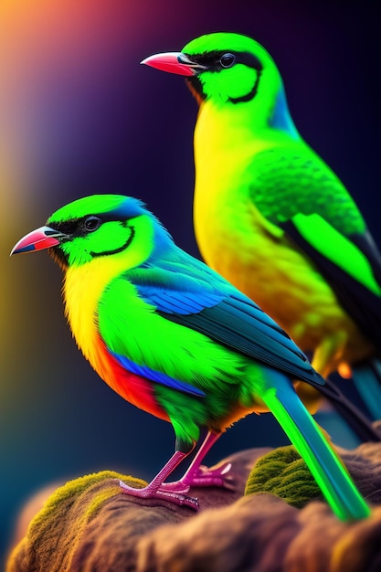 Schöne Neon-Vogelbilder und Wallpaper AI generiert