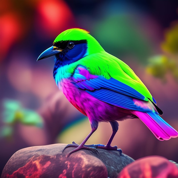 Schöne Neon-Vogelbilder und Wallpaper AI generiert