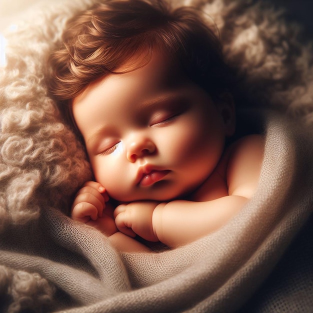 Schöne neue Kind Kleinkind schläft mit Teddy ertragen Ai generiert