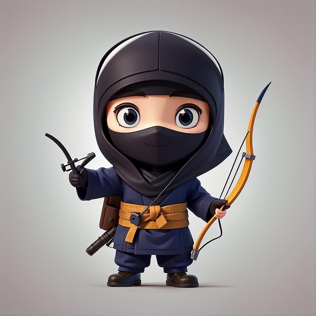 Foto schöne ninja mit bogenschießen cartoon vector icon illustration leute urlaubs icon konzept isolierter premium vector flach cartoon-stil