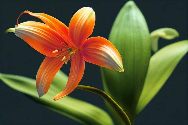 Schöne orange Tango-Lilienblume auf Schmutzwandhintergrund