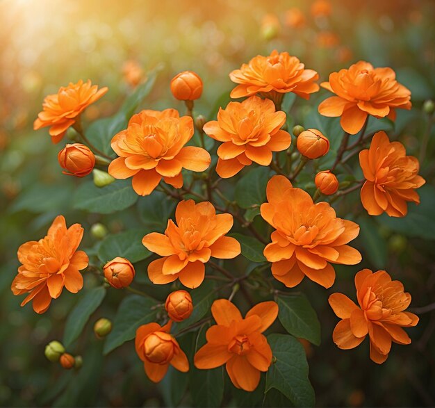 Schöne orangefarbene Blumen im Garten Naturhintergrund mit Kopierplatz
