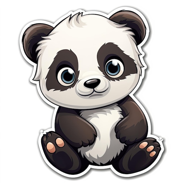 Schöne Panda-Cartoon-Aufkleber auf weißem Hintergrund Vektorillustration