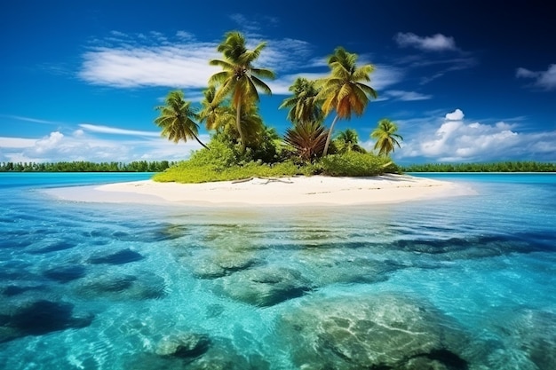 Schöne Paradiesinsel mit Strand und Meer