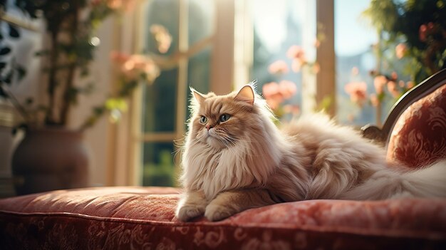 Schöne Perserkatze ist im Katzenzimmer