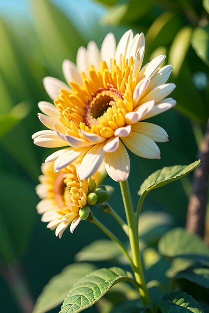 Schöne Pflanze gelbe wilde Chrysanthemum Blüten wie Sonnenblumen schönen Tapeten Hintergrund