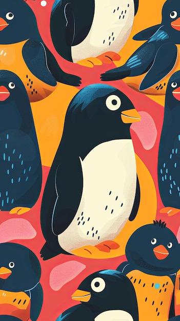 Schöne Pinguine Tapeten farbenfroher Cartoon-Stil Design für Banner Poster Tapeten Hintergrund