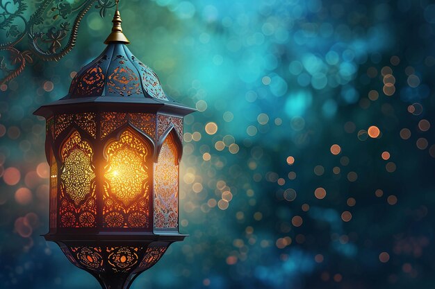 Schöne Ramadan-Lampen, Halbmond-Mond-Hintergrund, generiert von KI