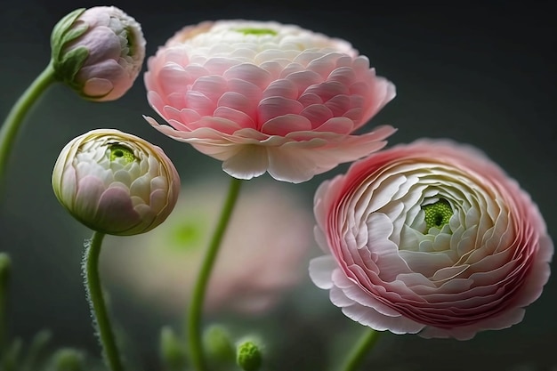 Schöne Ranunculus-Blumen aus nächster Nähe