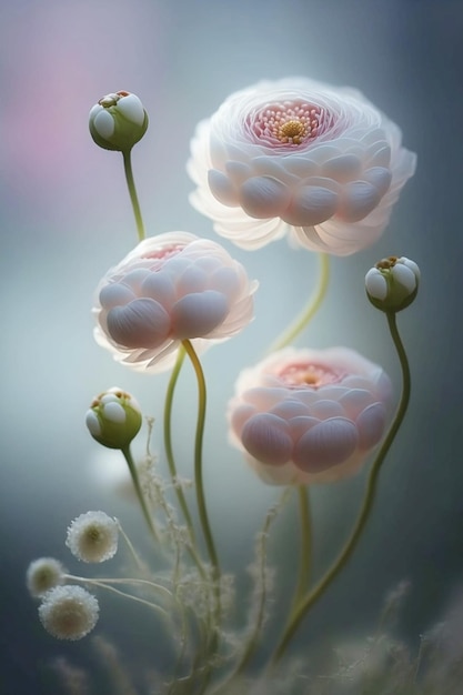 Schöne Ranunculus-Blumen aus nächster Nähe