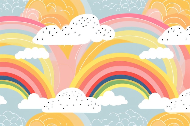 Schöne Regenbogen auf Muster-Hintergrund Generative KI