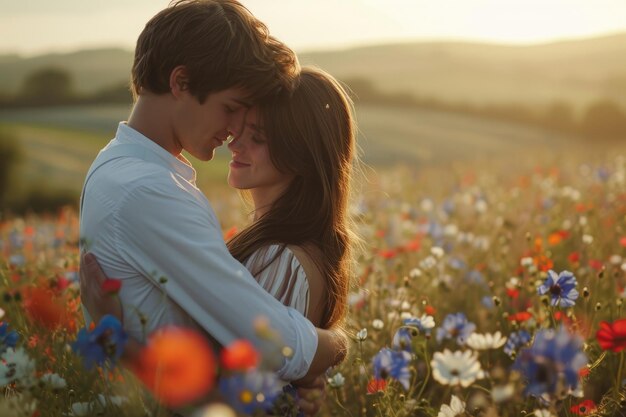 schöne Romantik der Liebenden am Valentinstag in der Natur im Freien Pragma