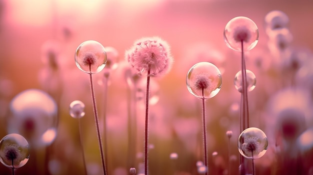 Schöne rosa Blumen mit Wassertropfen auf verschwommenem Bokeh-Hintergrund