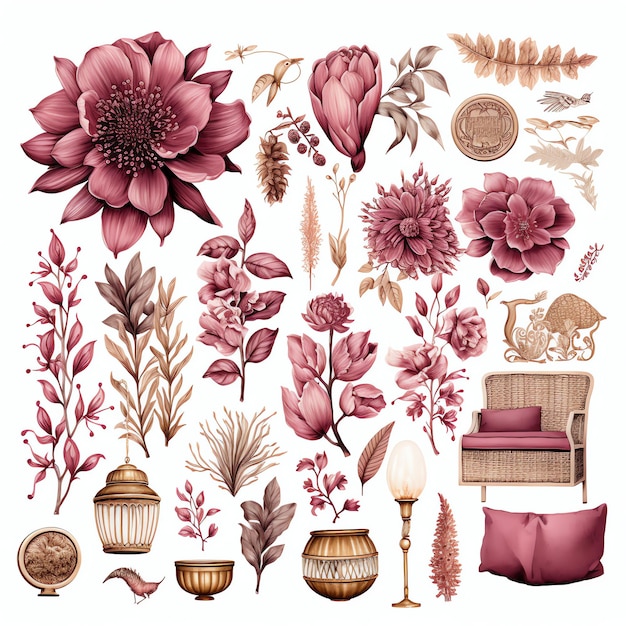 Foto schöne rosa szenen-clipart-illustration