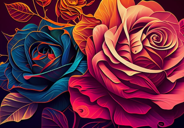 Schöne Rose auf einem dunklen Hintergrund Blumenvorlage AI generiertes Bild