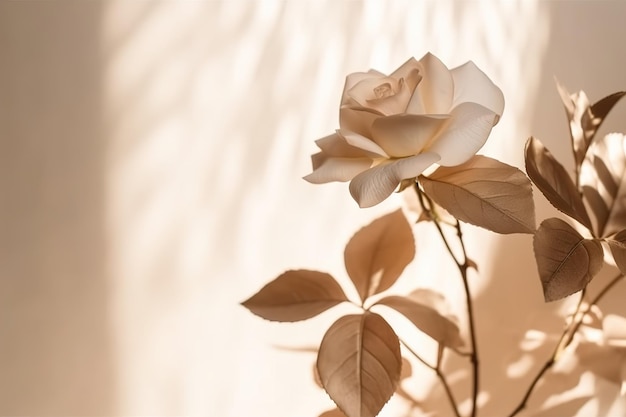 Foto schöne rose auf einem minimalistischen ästhetischen hintergrund