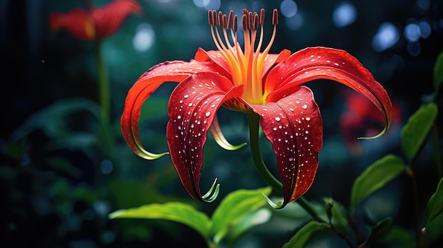 schöne rote Blume im Gewächshaus, Nahaufnahme