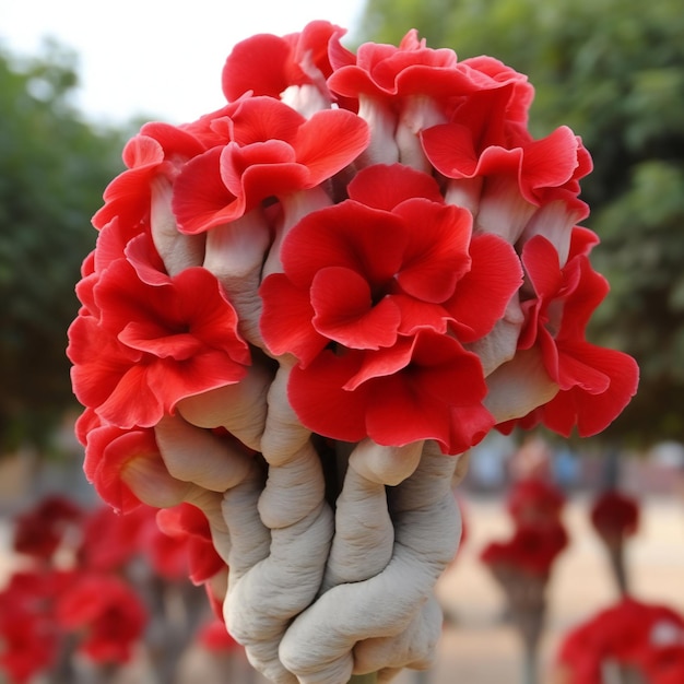 Schöne rote Blumen im Park, Nahaufnahme des Fotos