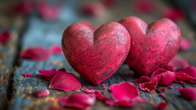 Foto schöne rote herzen der liebe tapeten hintergrund glitzer valentinstag konzept generative ai