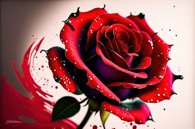 Schöne rote Rose mit Farbe
