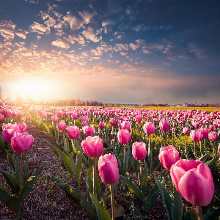 Foto schöne rote tulpen in der lente