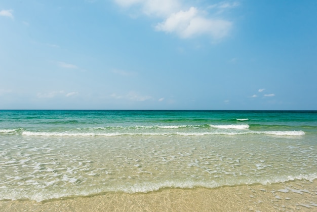 Schöne sanfte Welle am flachen Strand