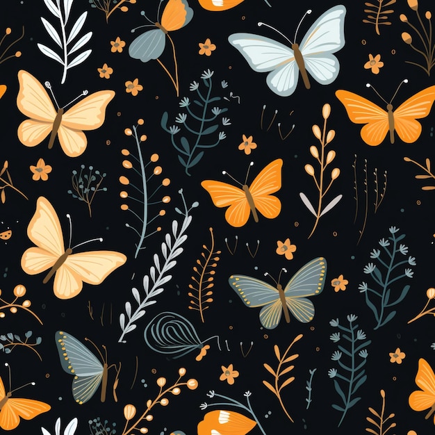 Schöne Schmetterlinge in der Nacht Muster