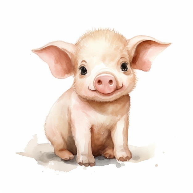 Schöne Schweine-Aquarell-Illustration auf weißem Hintergrund