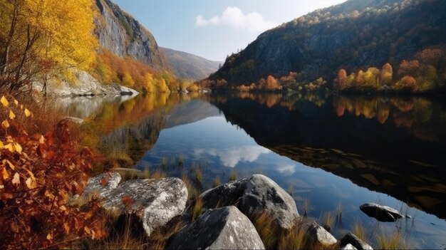 Foto schöne seen und natur landschaft ki generativ