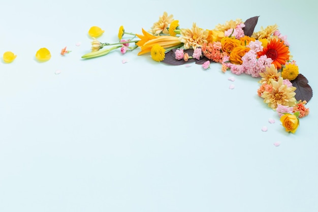 Schöne Sommerblumen auf grünem Hintergrund