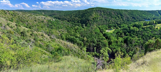 Schöne Sommerlandschaft in der Tschechischen Republik Mohelen Serpentinensteppe im Sommer Mohelenska hadcova step