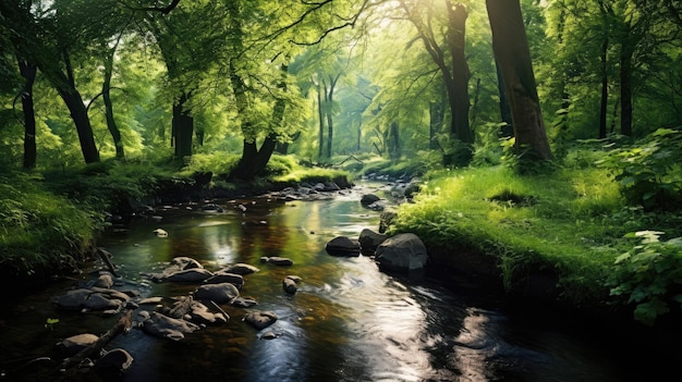 Schöne Sommerlandschaft mit grünem Laub im Park