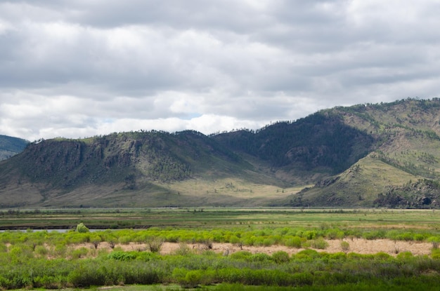 Schöne Sommerlandschaft Steppe und Berge