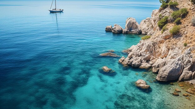 Schöne sommerliche mediterrane natürliche Meereslandschaft