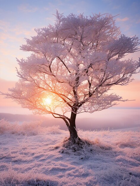 Schöne Sonnenuntergangslandschaft im Winter