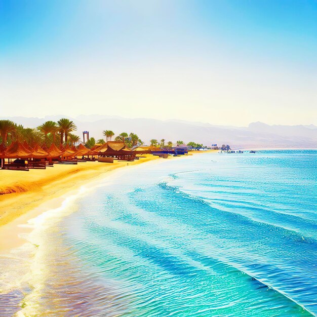 Schöne Strandküste im Roten Meer Ägypten Sommerlandschaft Reiseurlaub Hintergrund