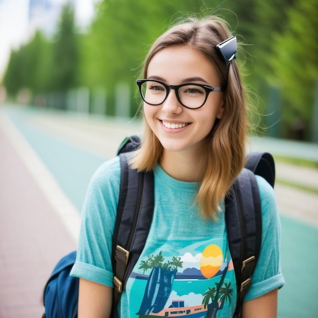 Schöne Studentin mit Büchern