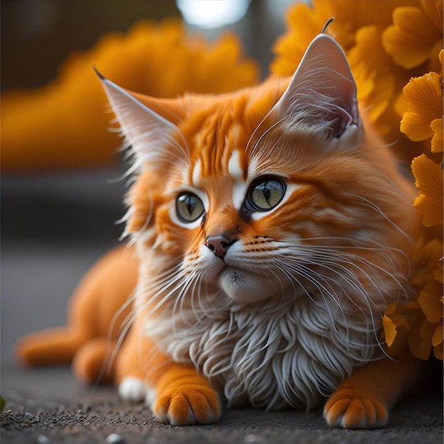 Schöne süße orange Katze Ai Generated