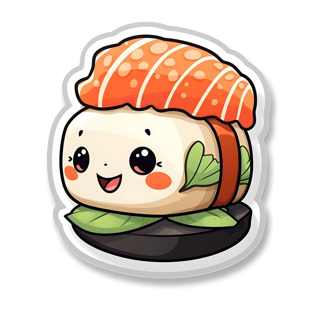 Foto schöne sushi-aufkleber für sushi-liebhaber fügen sie ihren persönlichen gegenständen einen hauch kawaii hinzu