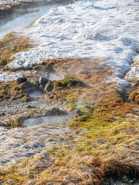 Schöne Szene um Deildartunguhver unterirdische Wärmeenergie für viele Städte in Island