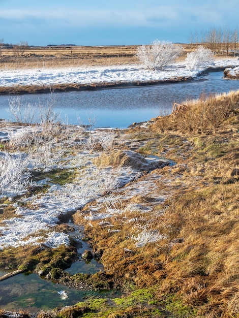 Schöne Szene um Deildartunguhver unterirdische Wärmeenergie für viele Städte in Island