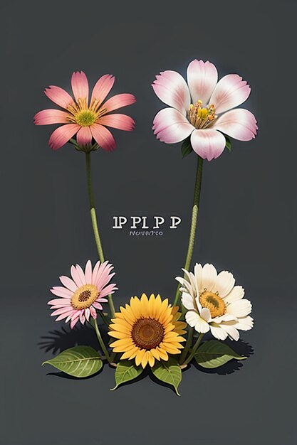 Foto schöne topfblumen in nahaufnahme, einfacher hintergrund, poster, cover, tapete, werbedesign