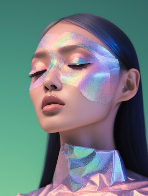 Schöne trendige koreanische Modelmode oder Sängerin, asiatische Frau mit stilvollem Make-up-Look, der von Ai erzeugt wurde